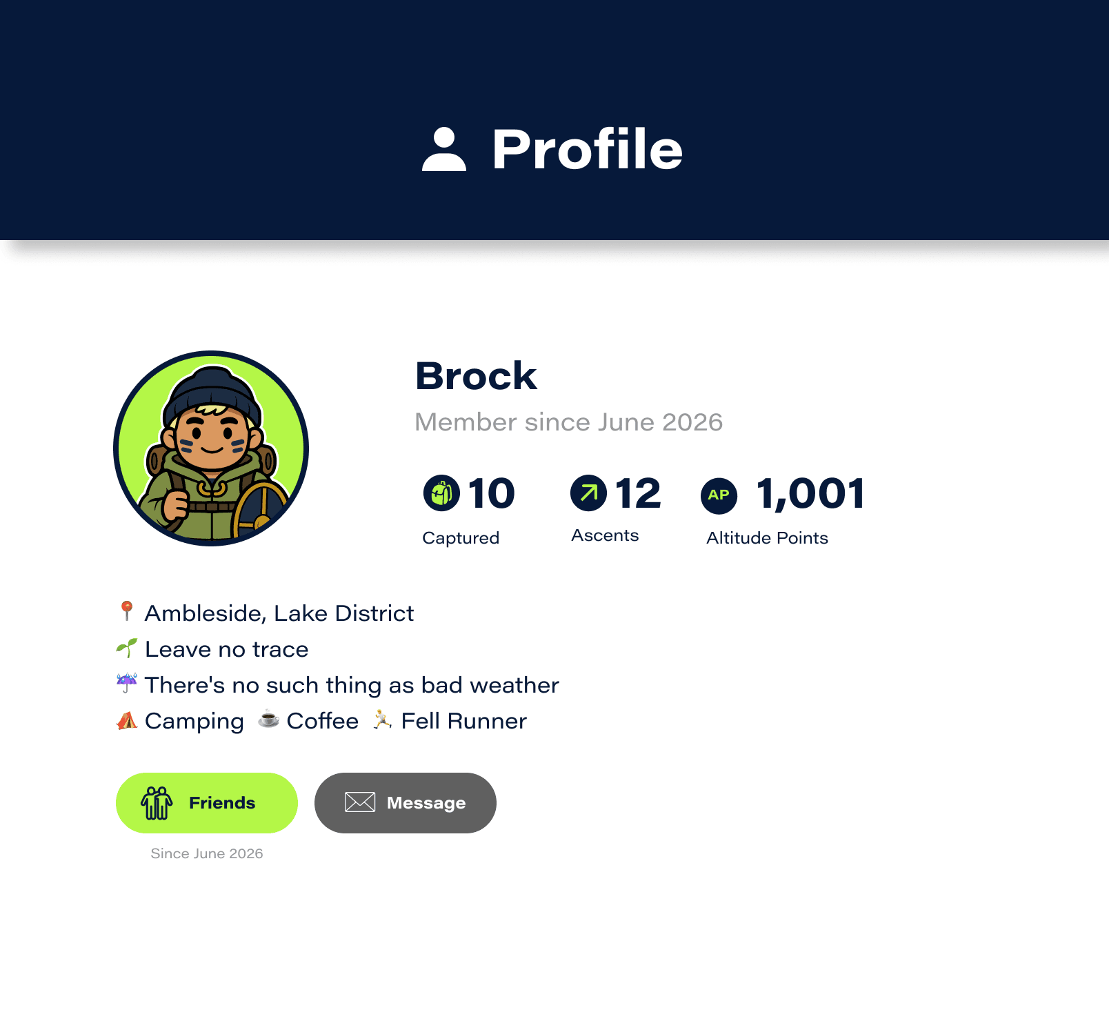 Profile screen
